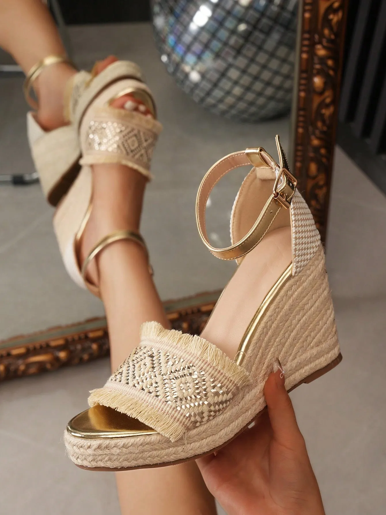 Sexy Ladies' Thick Platform Wedge Sandals, Suitable For Travel Outfits