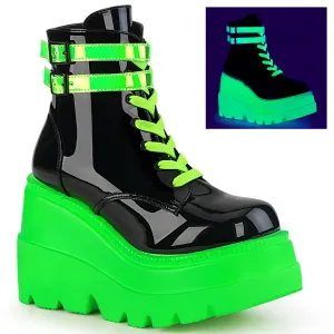 SHAKER-52  Black Patent-UV Neon Green