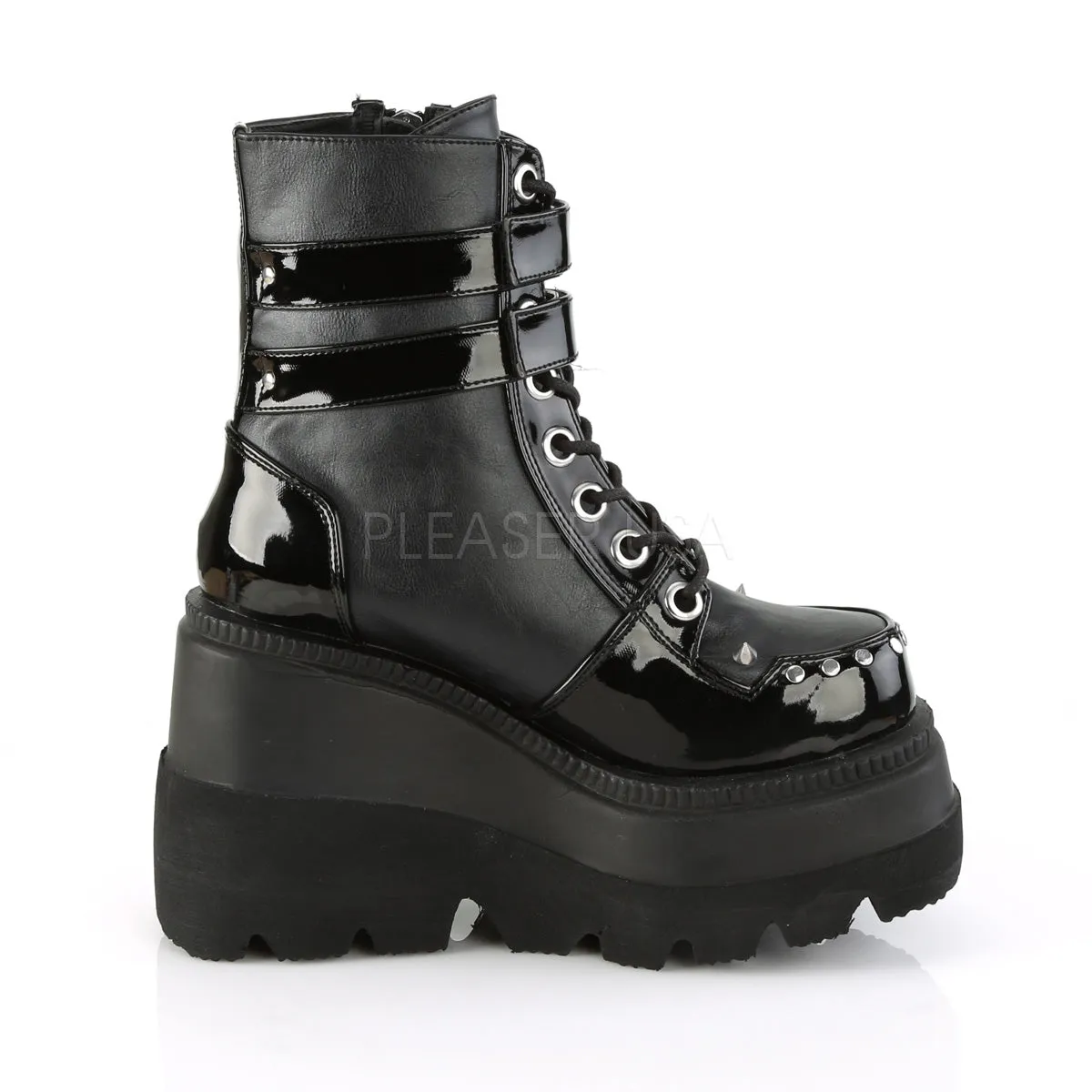 SHAKER-57  Black Vegan Leather-Black Patent