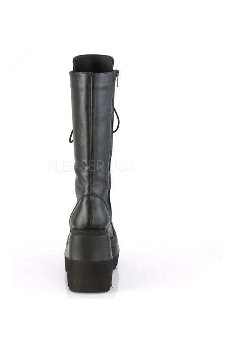 SHAKER-72 Demonia Platform Pump | Black Faux Leather