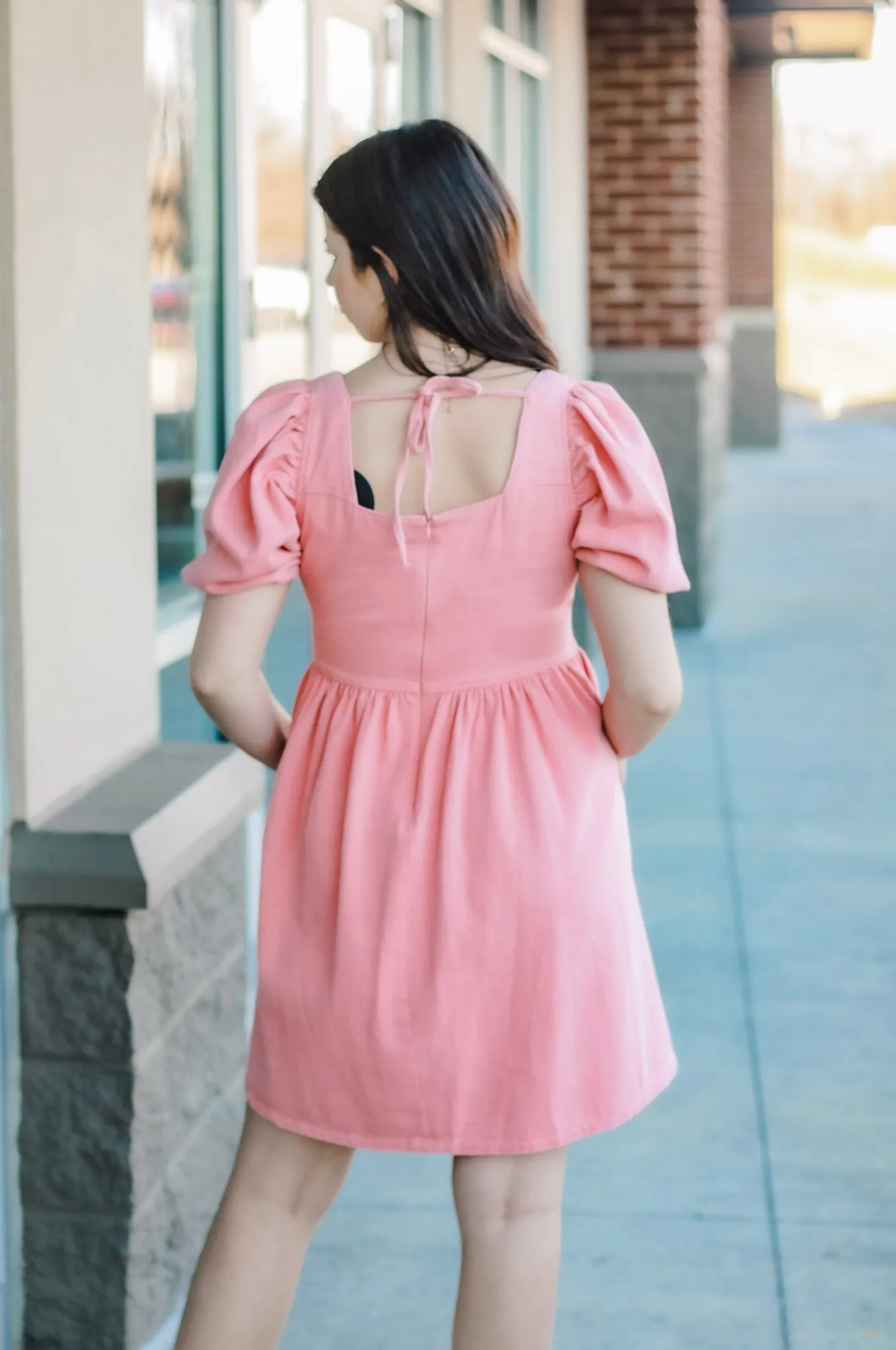 She's Sassy Coral Denim Dress