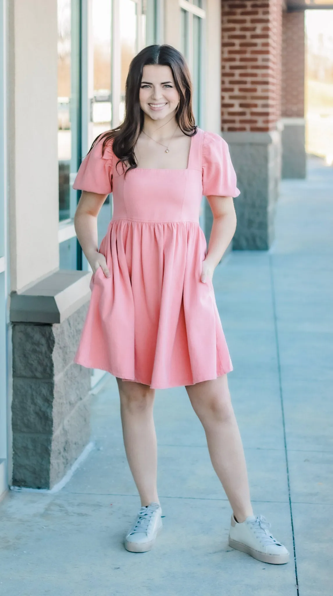 She's Sassy Coral Denim Dress