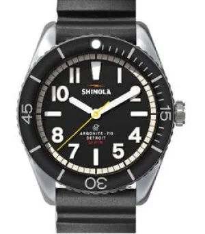 Shinola Duck 42MM, Black Dial, Black Rubber Strap