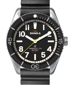 Shinola Duck 42MM, Black Dial, Black Rubber Strap