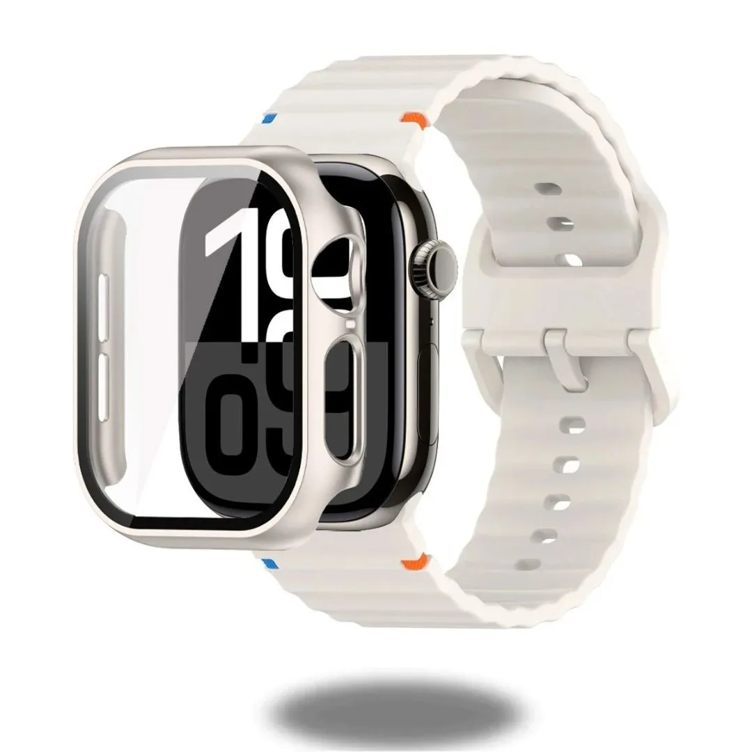 Silicon Sports Straps   Case with Glass For Apple Watch