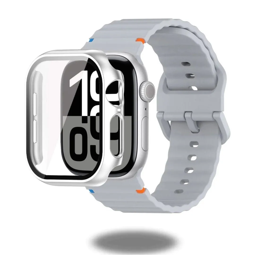 Silicon Sports Straps   Case with Glass For Apple Watch