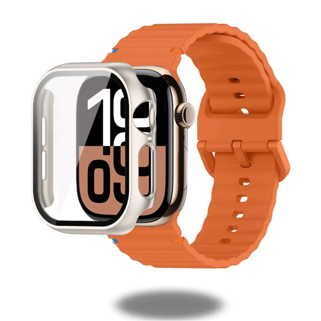 Silicon Sports Straps   Case with Glass For Apple Watch