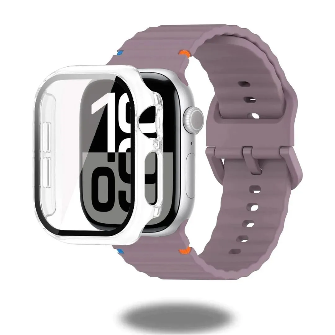 Silicon Sports Straps   Case with Glass For Apple Watch