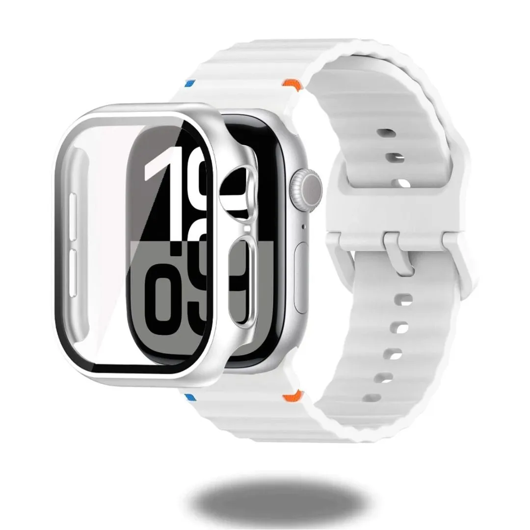 Silicon Sports Straps   Case with Glass For Apple Watch