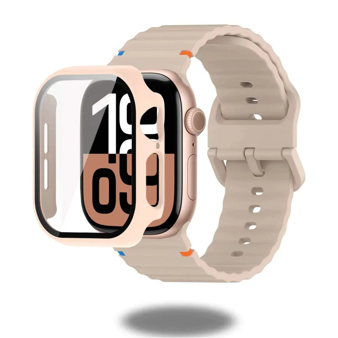 Silicon Sports Straps   Case with Glass For Apple Watch