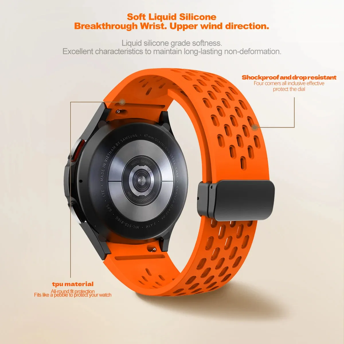Silicone Strap with Silver Magnetic Buckle for Samsung Galaxy Watch