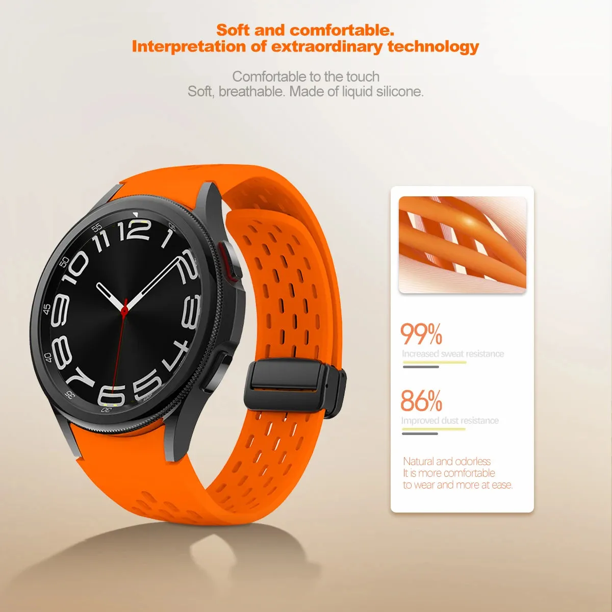 Silicone Strap with Silver Magnetic Buckle for Samsung Galaxy Watch