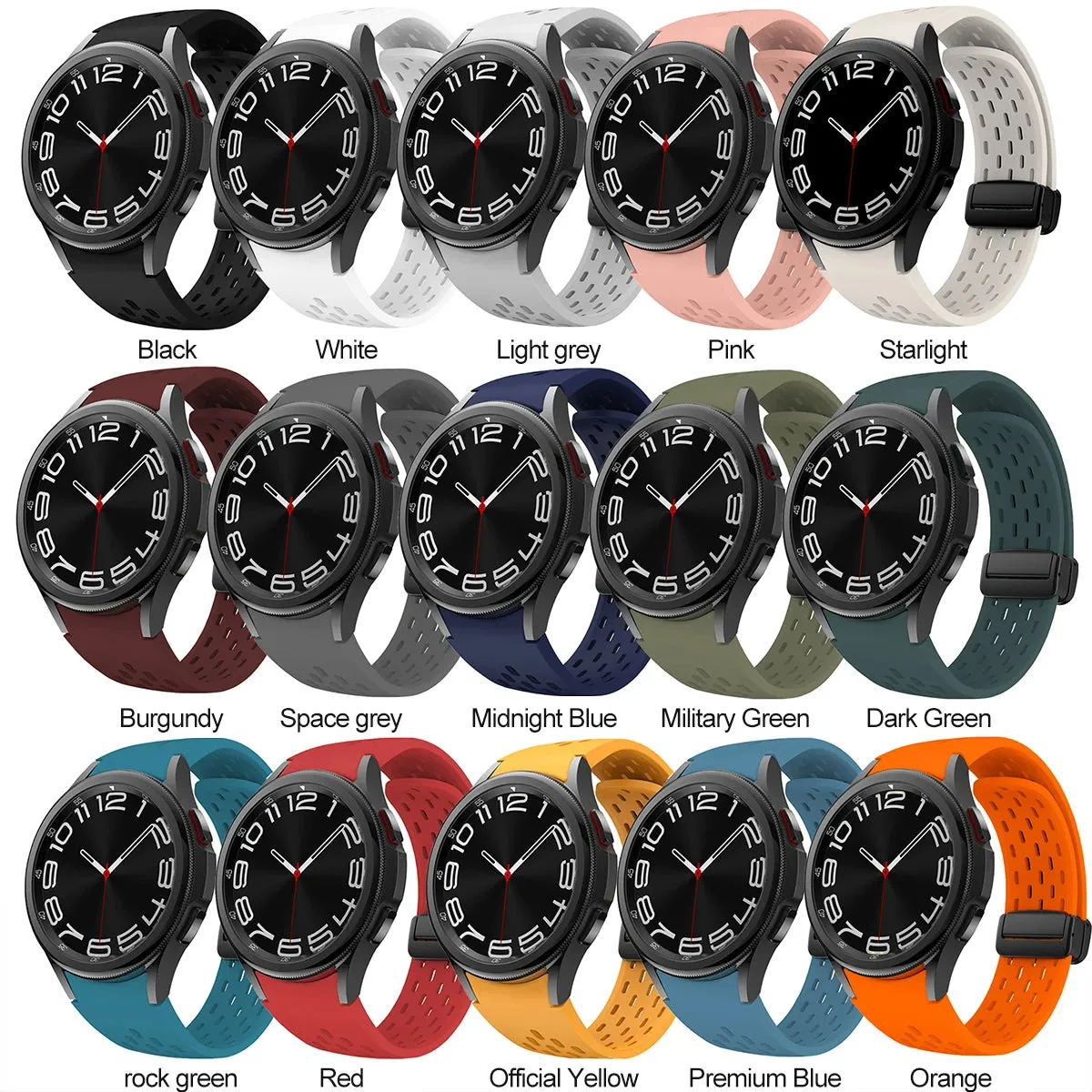 Silicone Strap with Silver Magnetic Buckle for Samsung Galaxy Watch