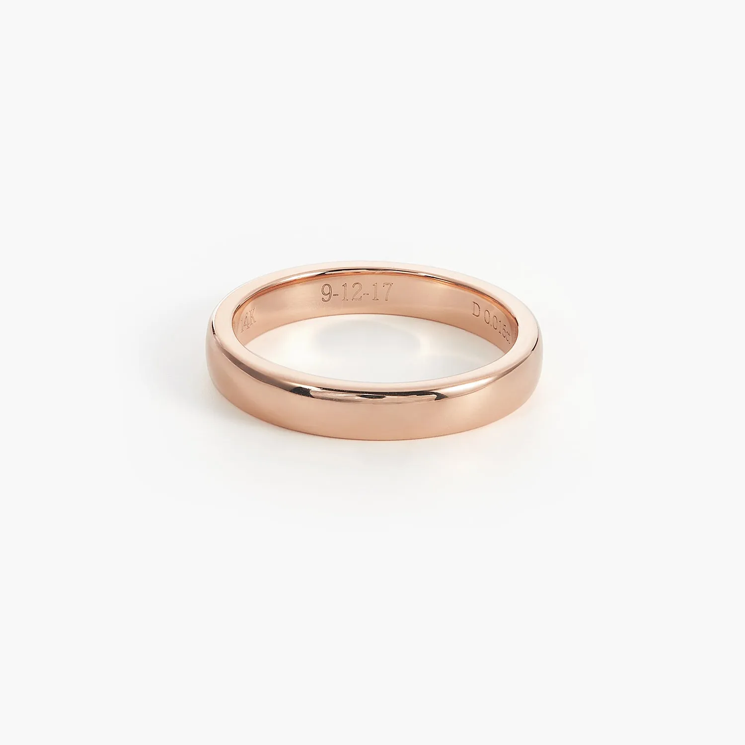 Simple 4mm Engraved Ring Women's Classic Half Round Wedding Band with Diamond