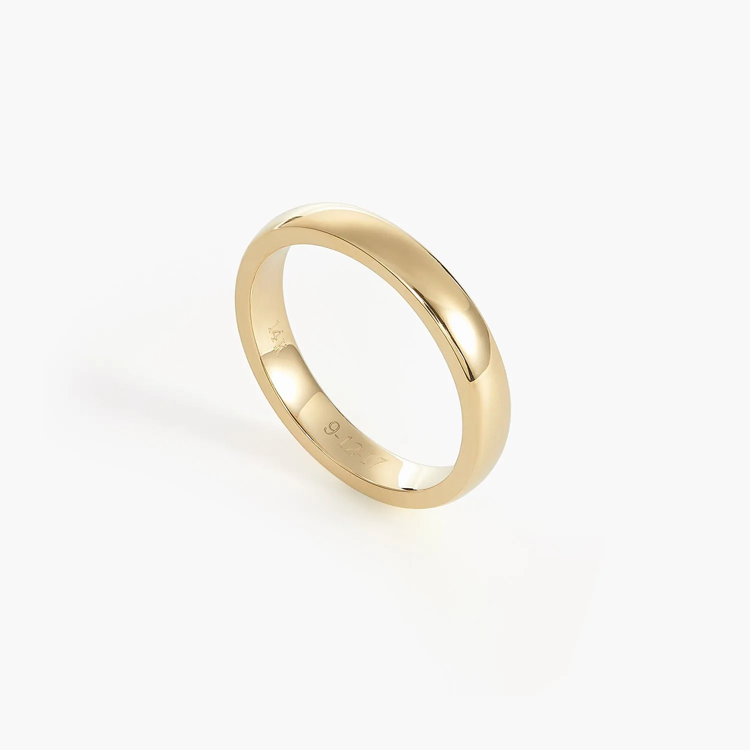 Simple 4mm Engraved Ring Women's Classic Half Round Wedding Band with Diamond