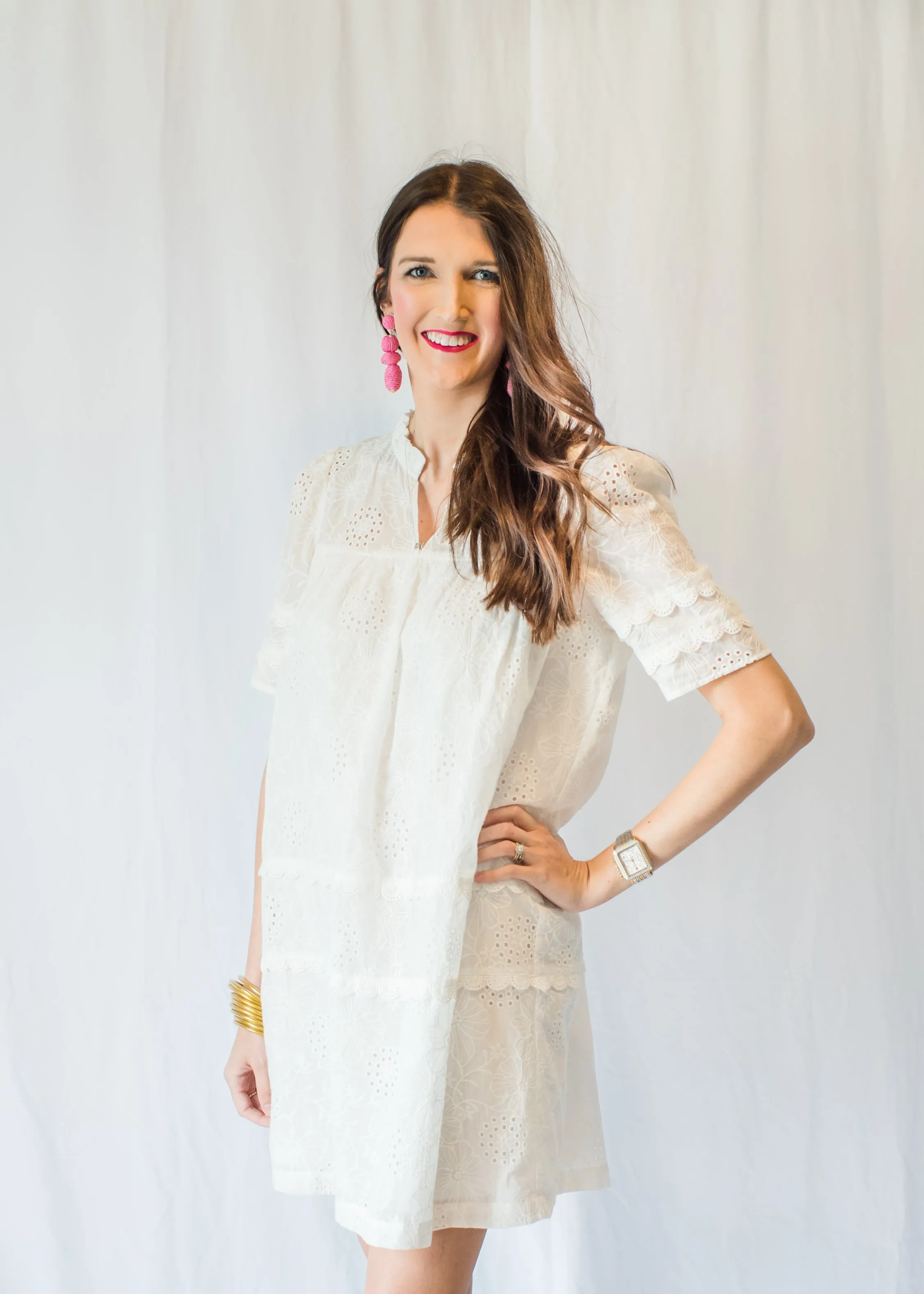 Simple Times White Eyelet Dress