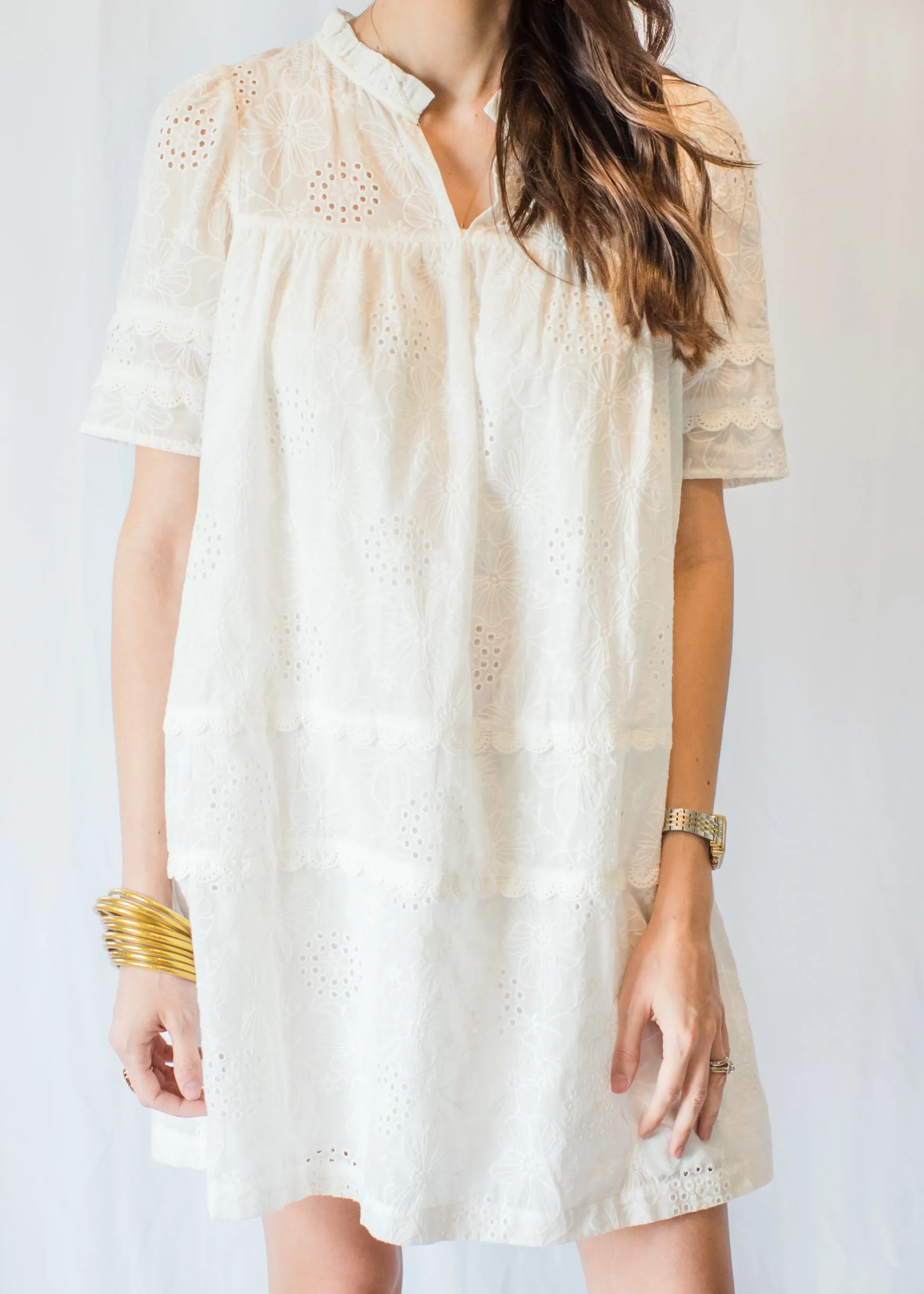 Simple Times White Eyelet Dress