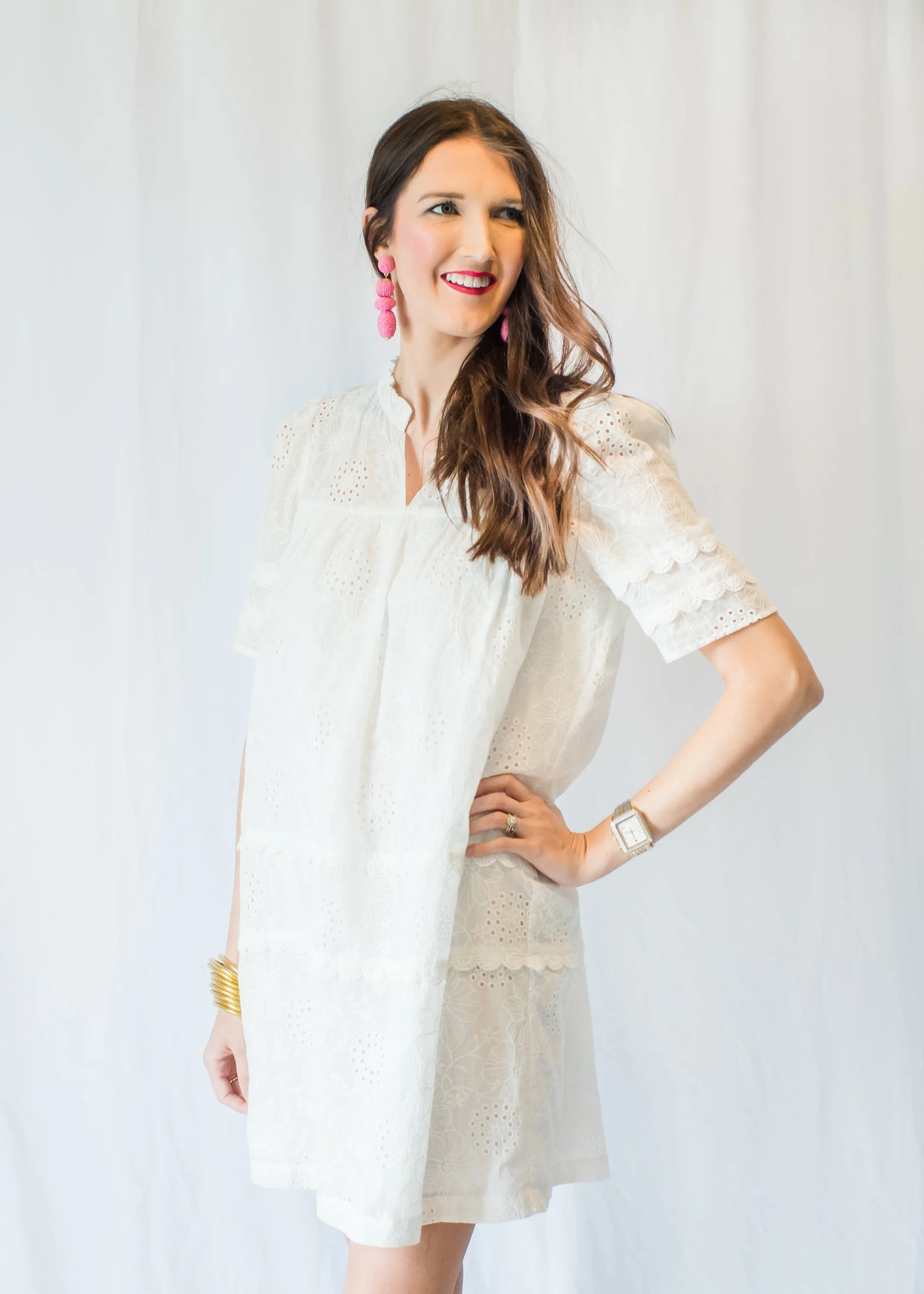 Simple Times White Eyelet Dress