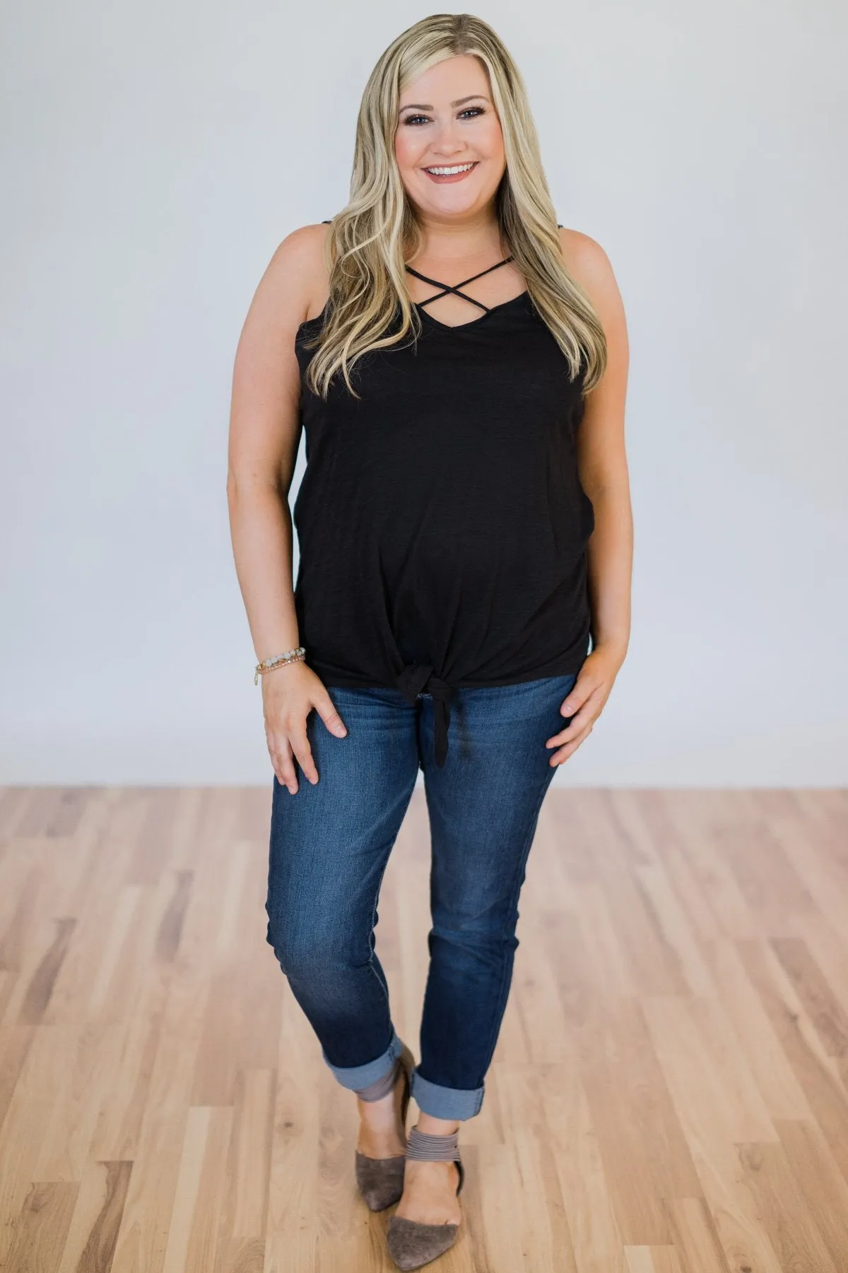 Simply Tied Black Knot Top
