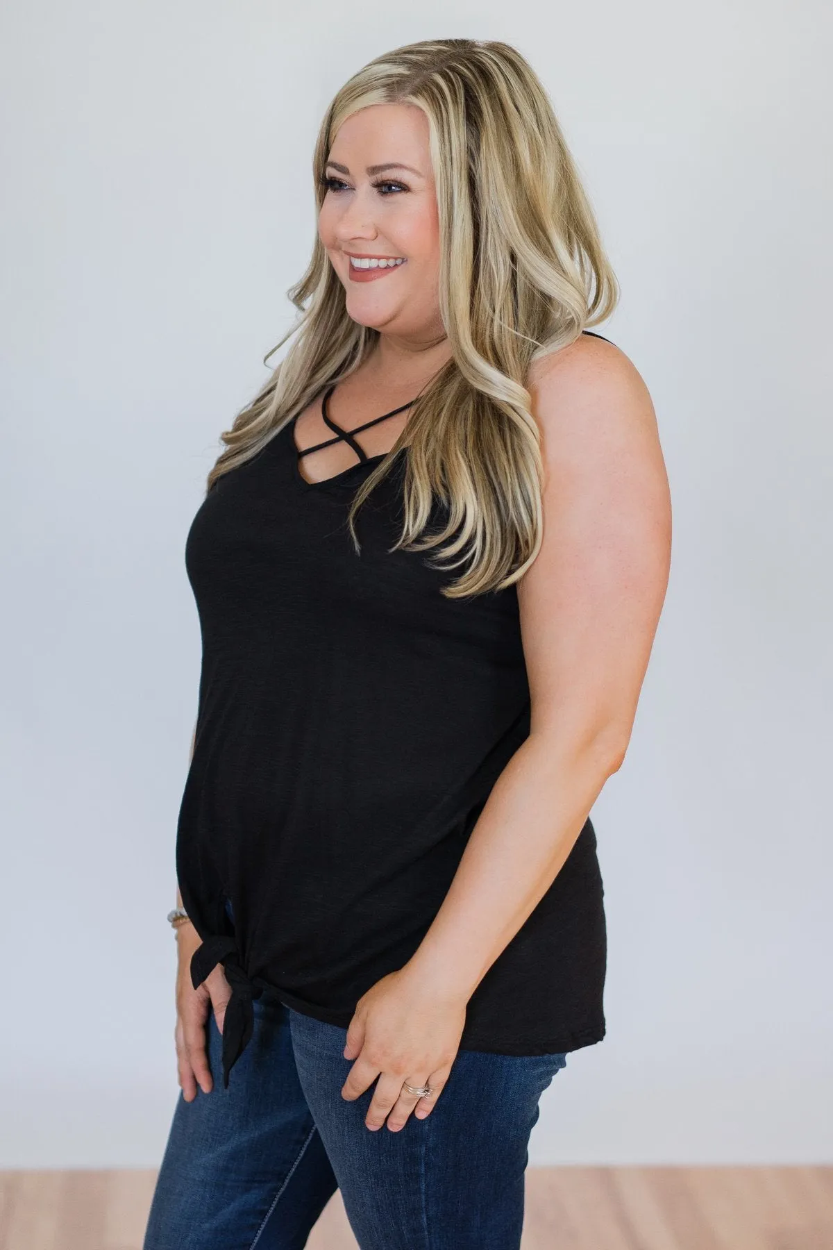 Simply Tied Black Knot Top