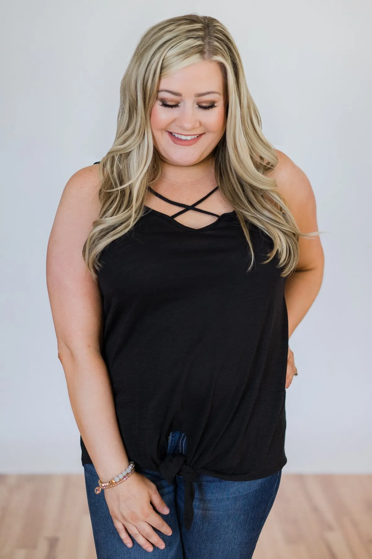 Simply Tied Black Knot Top
