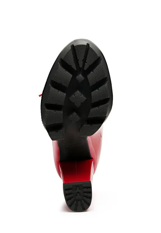 Size US 5&6 Red Peep Toe Lace-Up Booties