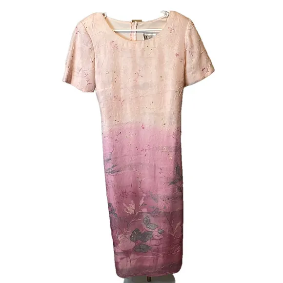 S.L. Fashions Vintage Elegant Purple Ombré Maxi Floral Dress Women’s 14