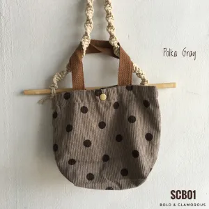Small Printed Canvas Bags | SCB01 | Polka Gray