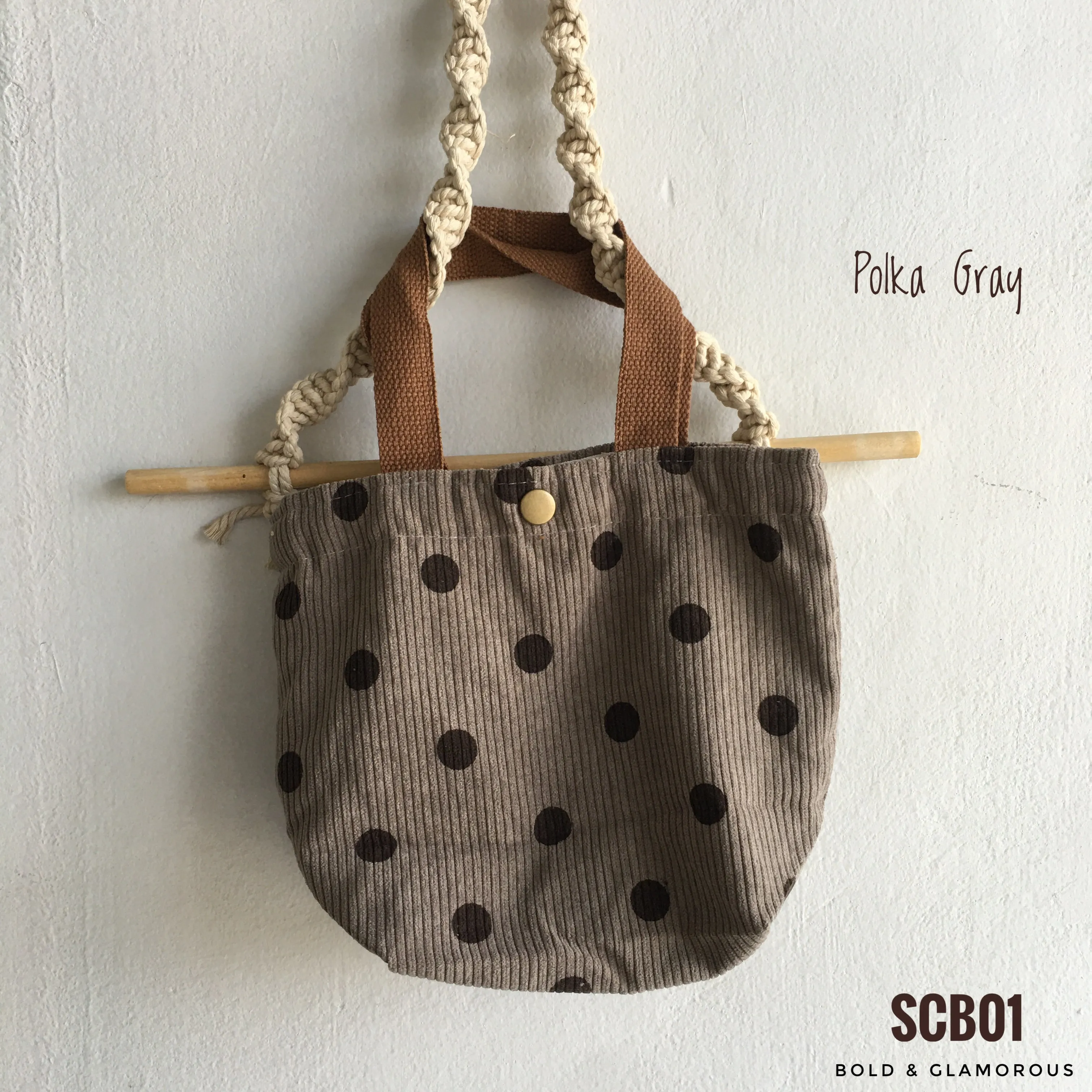 Small Printed Canvas Bags | SCB01 | Polka Gray