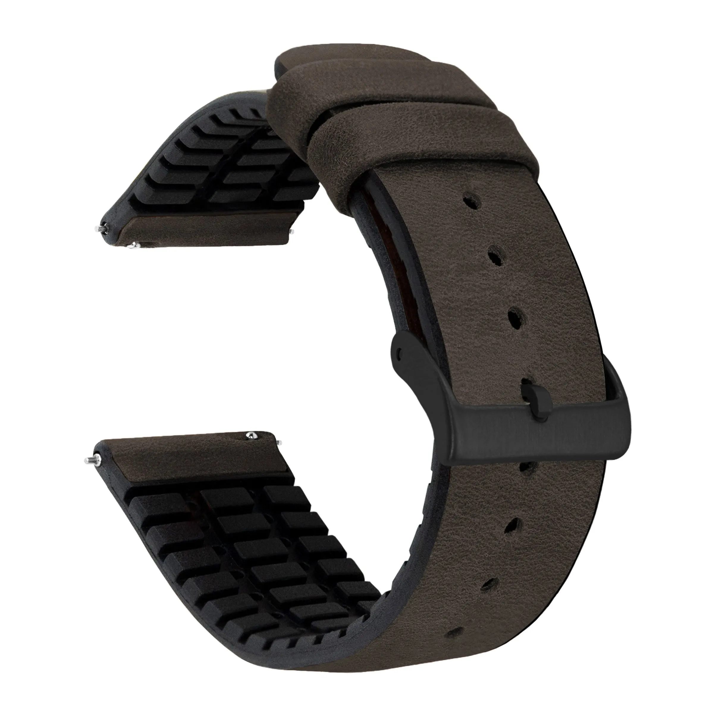 Smoke Leather And Rubber Hybrid Watch Band (18mm - 24mm SALE)