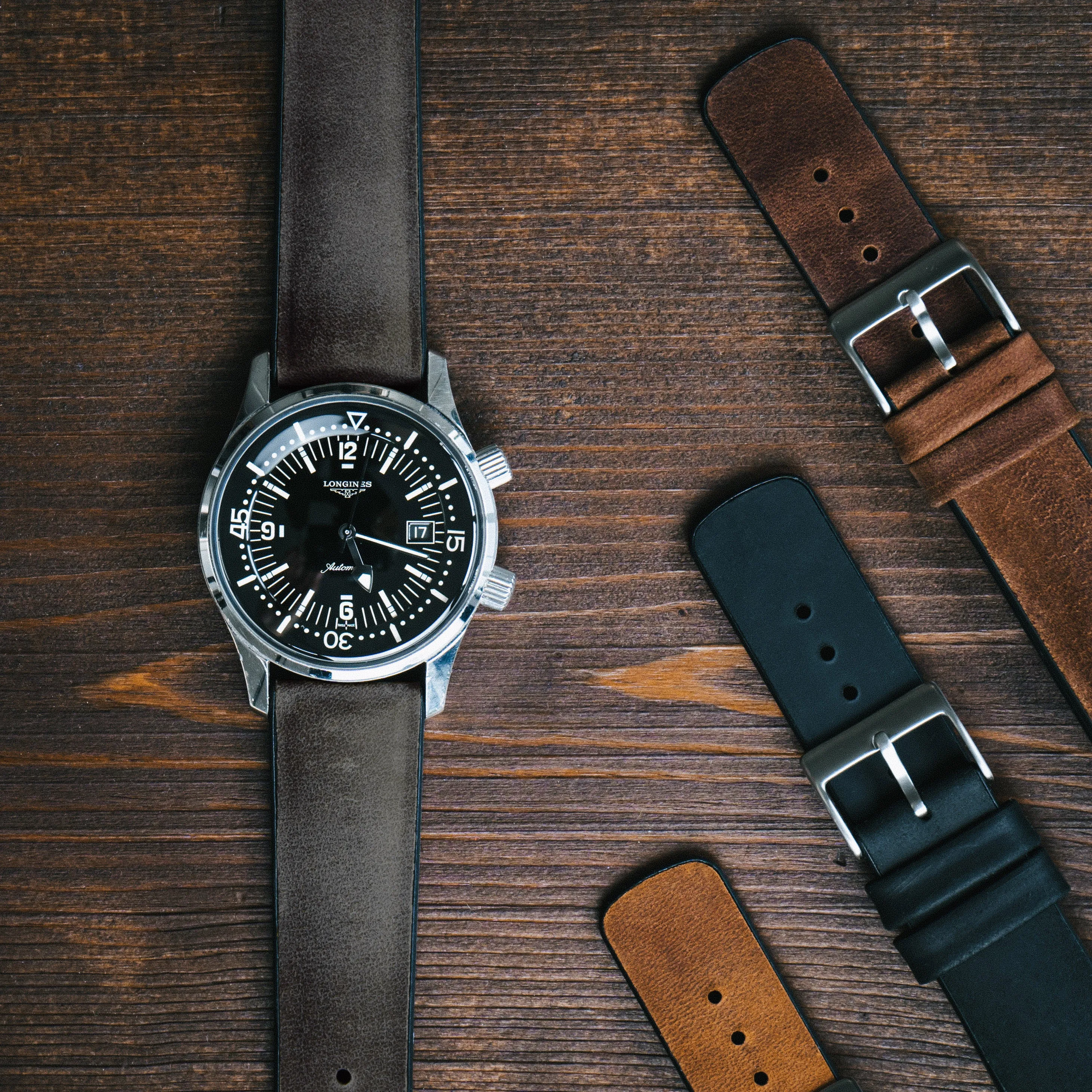 Smoke Leather And Rubber Hybrid Watch Band (18mm - 24mm SALE)