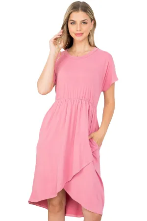 Solid High-Low Empire Dress