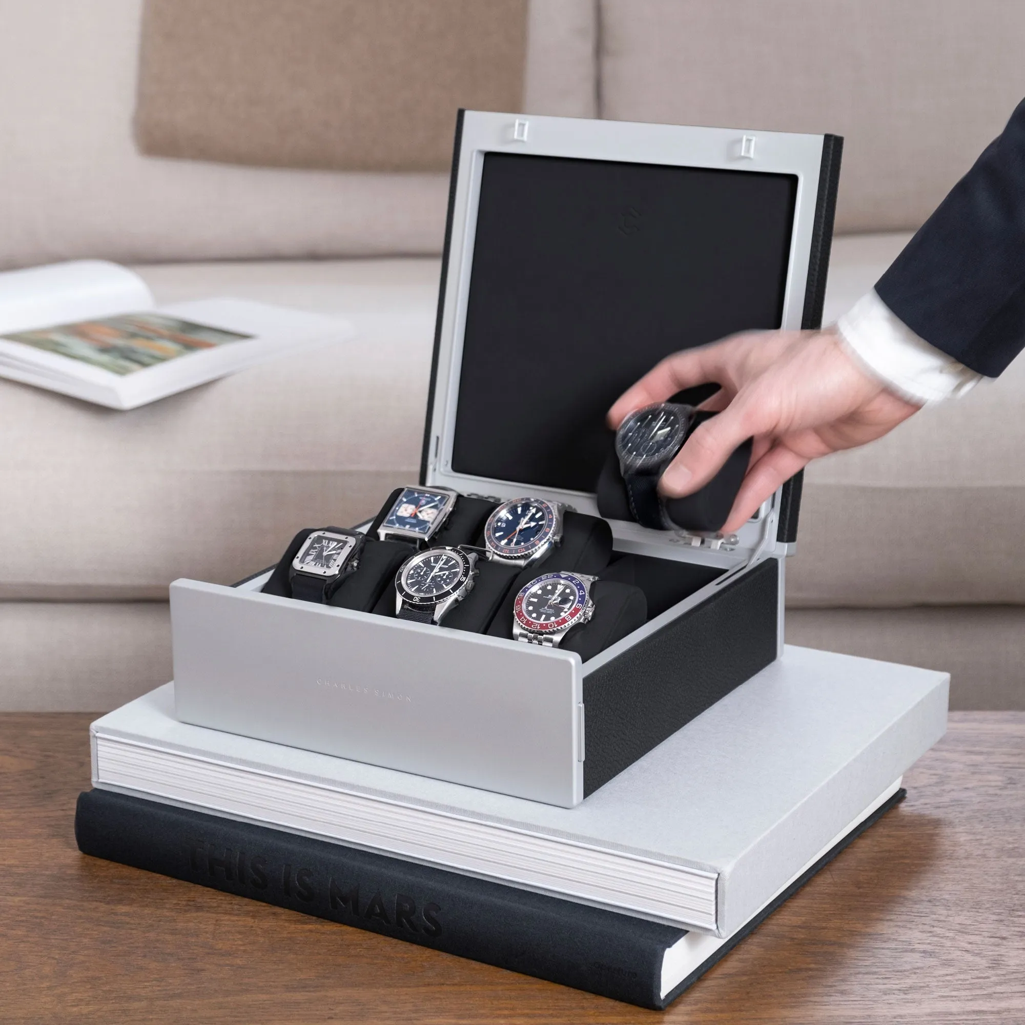 SPENCE 6 WATCH BOX - BLACK / GREY