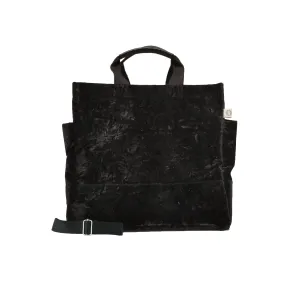 Split Letter Monogram Black Crushed Velvet North South Bag With Stripe Strap