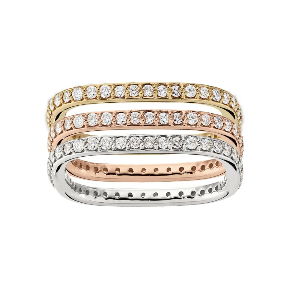 Stackable Square Diamond Wedding Bands
