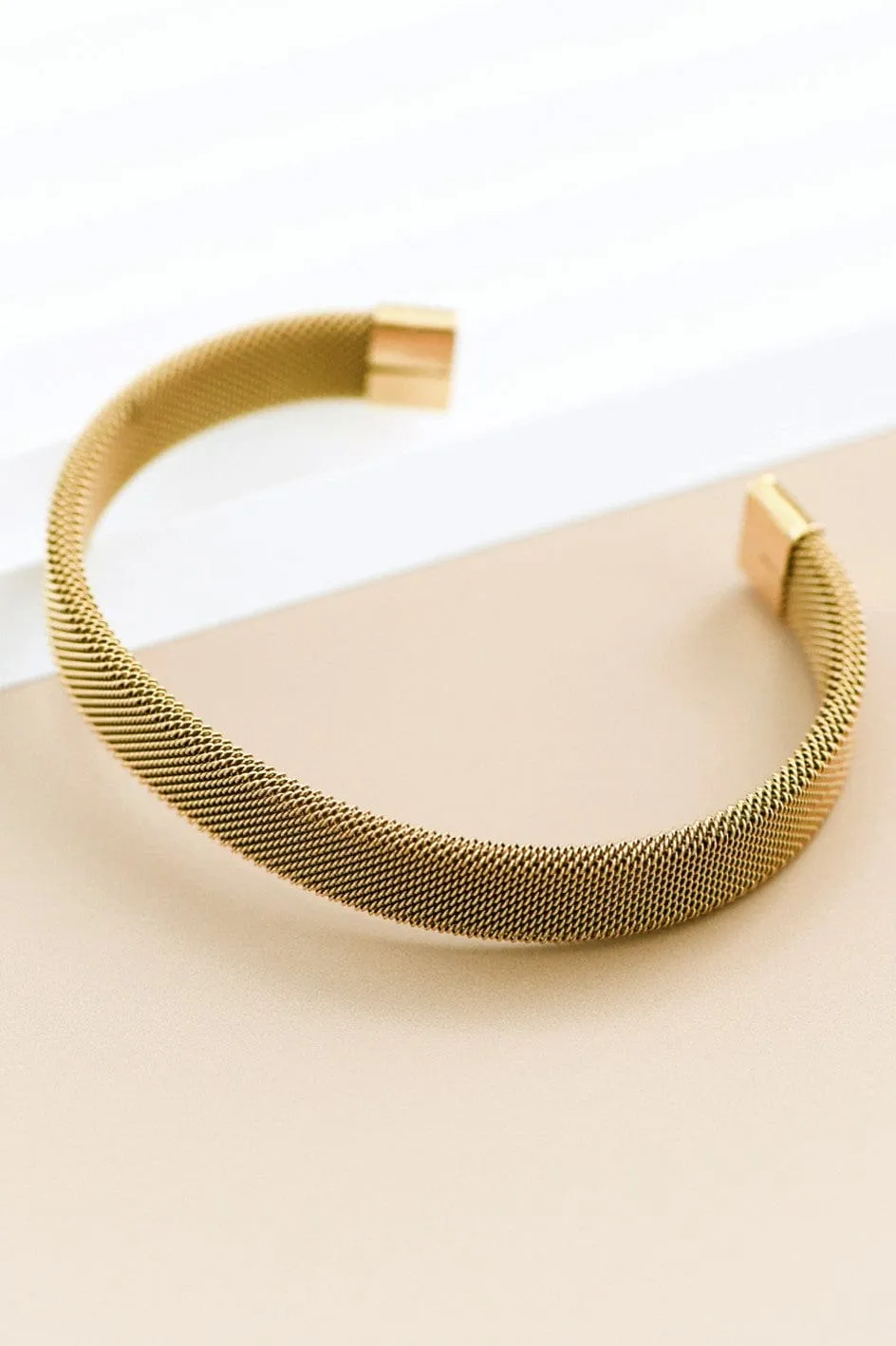 Stainless Steal Cuff Bracelet In Gold