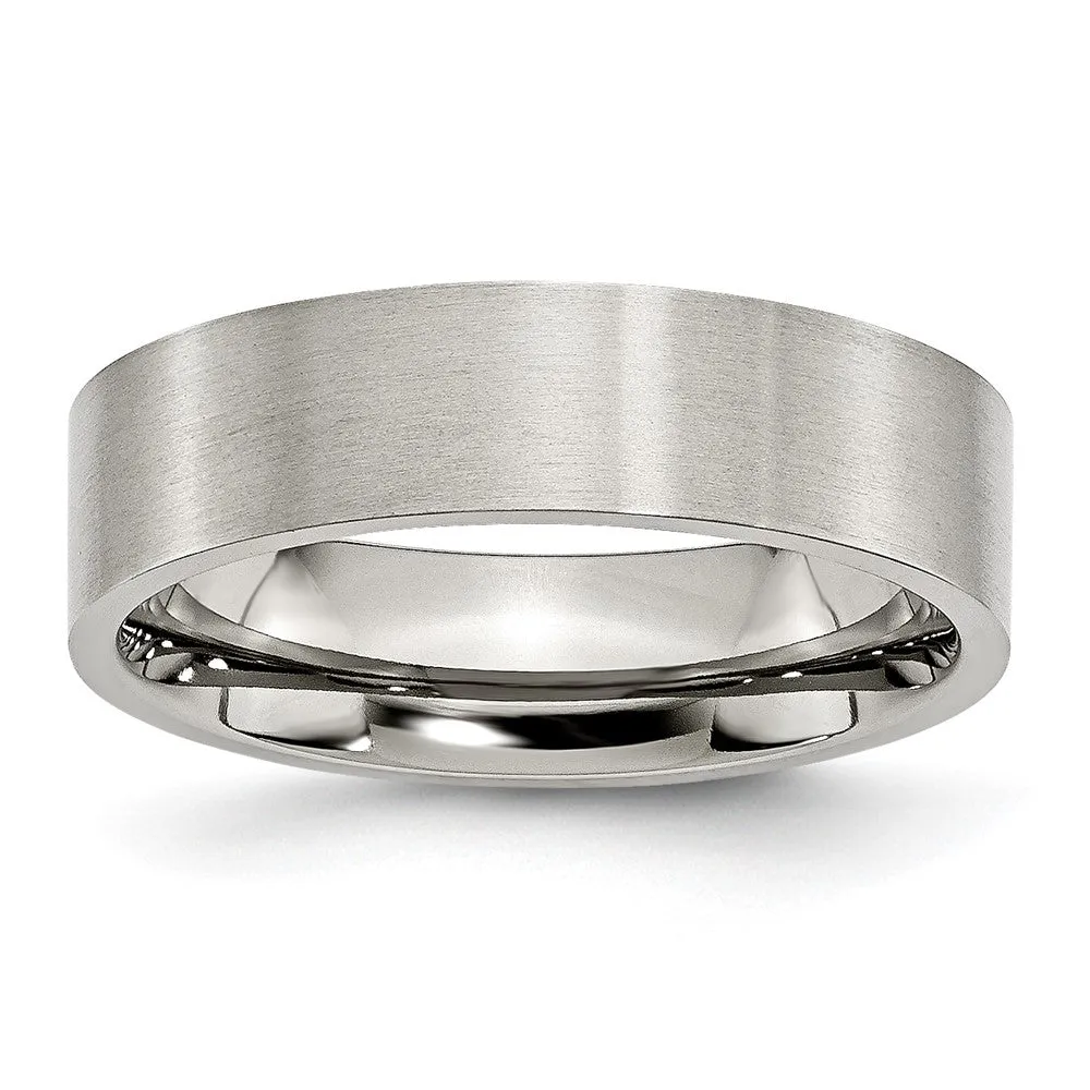 Stainless Steel Brushed 6mm Flat Band