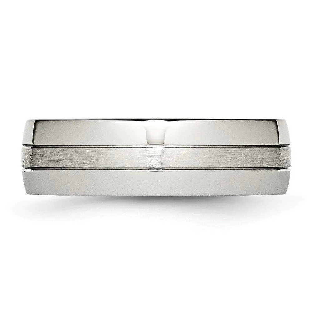 Stainless Steel Brushed and Polished 6.5mm Grooved Band