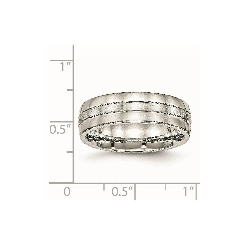 Stainless Steel Brushed and Polished 6.5mm Grooved Band