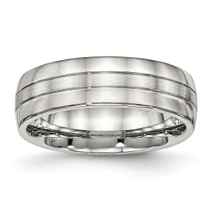 Stainless Steel Brushed and Polished 6.5mm Grooved Band