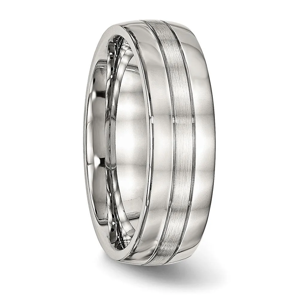 Stainless Steel Brushed and Polished 6.5mm Grooved Band