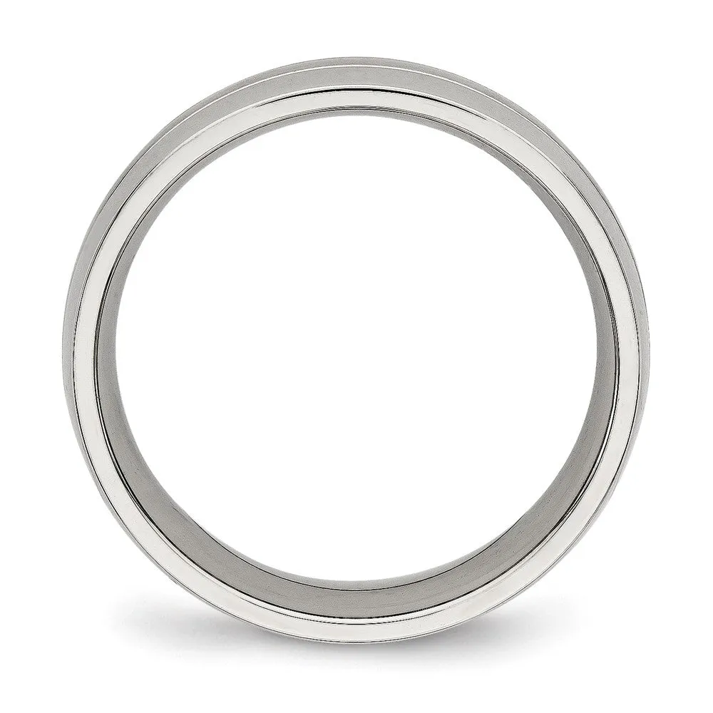 Stainless Steel Brushed and Polished 6.5mm Grooved Band
