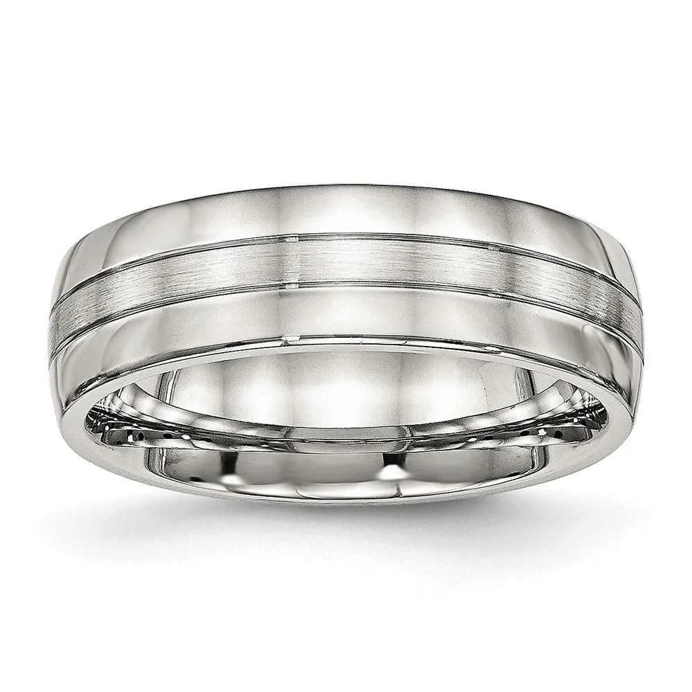 Stainless Steel Brushed and Polished 6.5mm Grooved Band