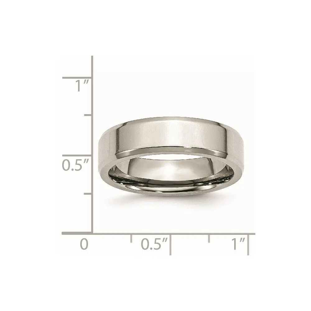 Stainless Steel Polished 6mm Beveled Edge Band