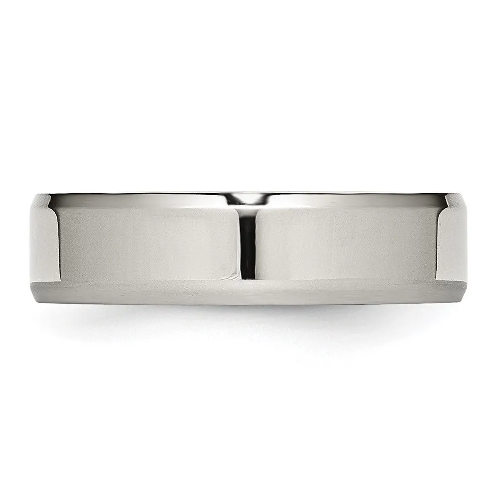 Stainless Steel Polished 6mm Beveled Edge Band