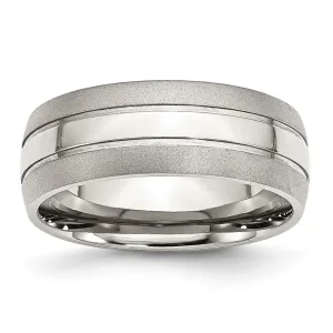 Stainless Steel Polished w/Brushed Edge 8mm Grooved Band