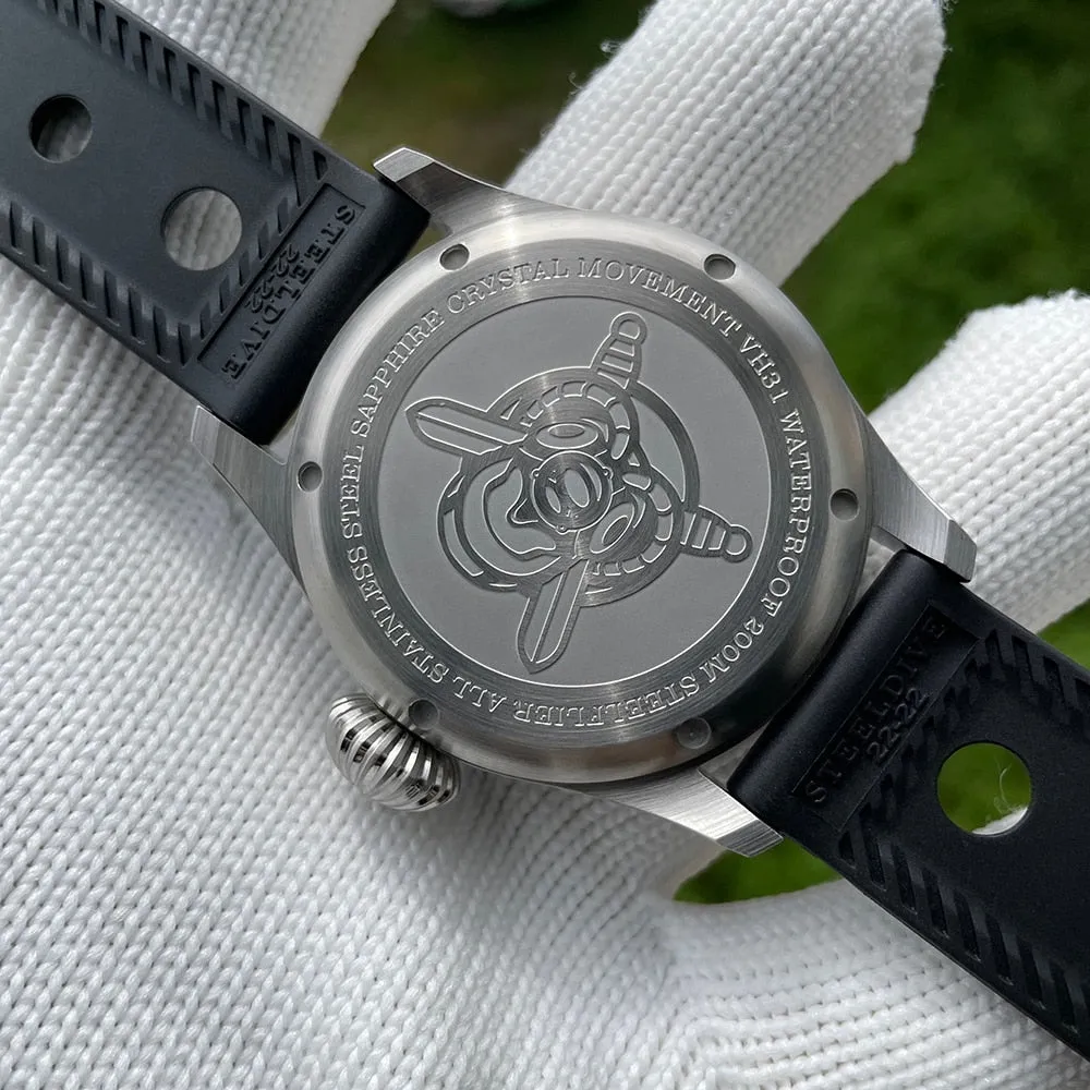 Steeldive SF743 43mm Big Pilot Quartz Watch