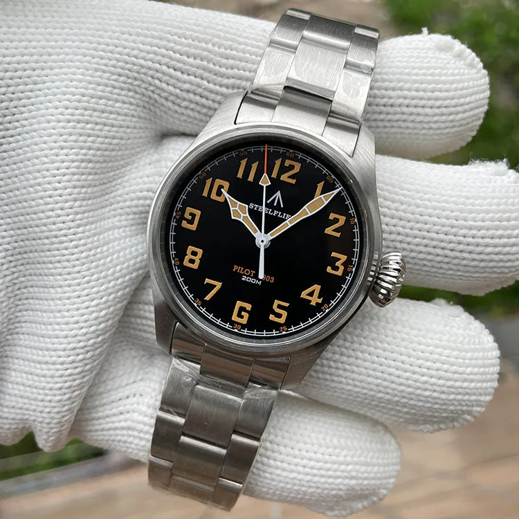 Steelflier 39mm VH31 Pilot Watch SF740V Onion Crown
