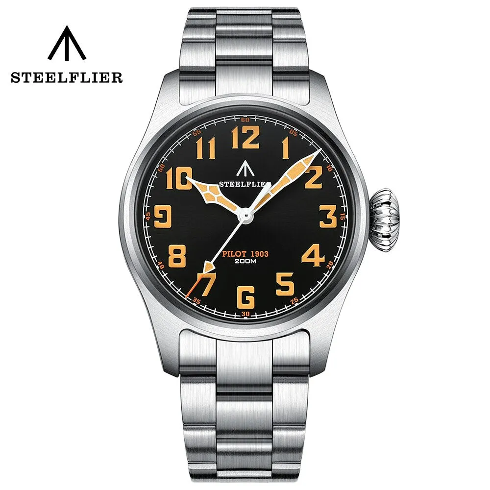 Steelflier 39mm VH31 Pilot Watch SF740V Onion Crown