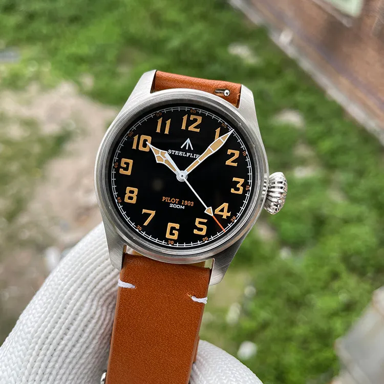 Steelflier 39mm VH31 Pilot Watch SF740V Onion Crown